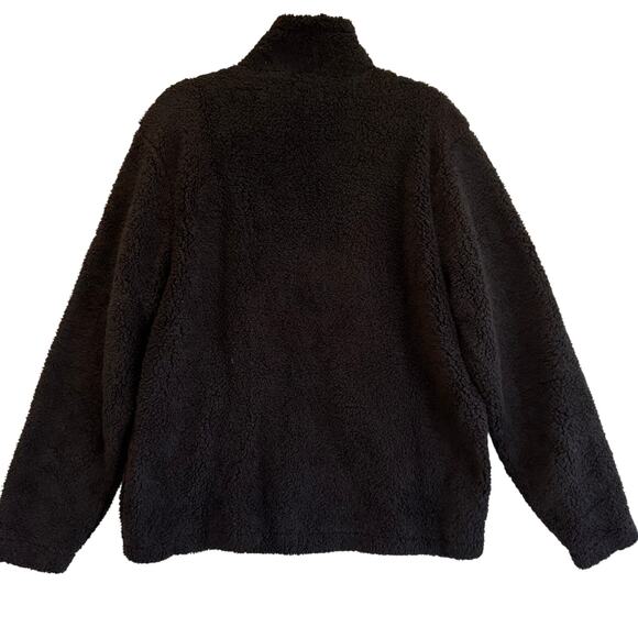 Abound Black Zip Up Sherpa Fleece Jacket Cozy Minimalist Casual Style Teddy L - Picture 2 of 5